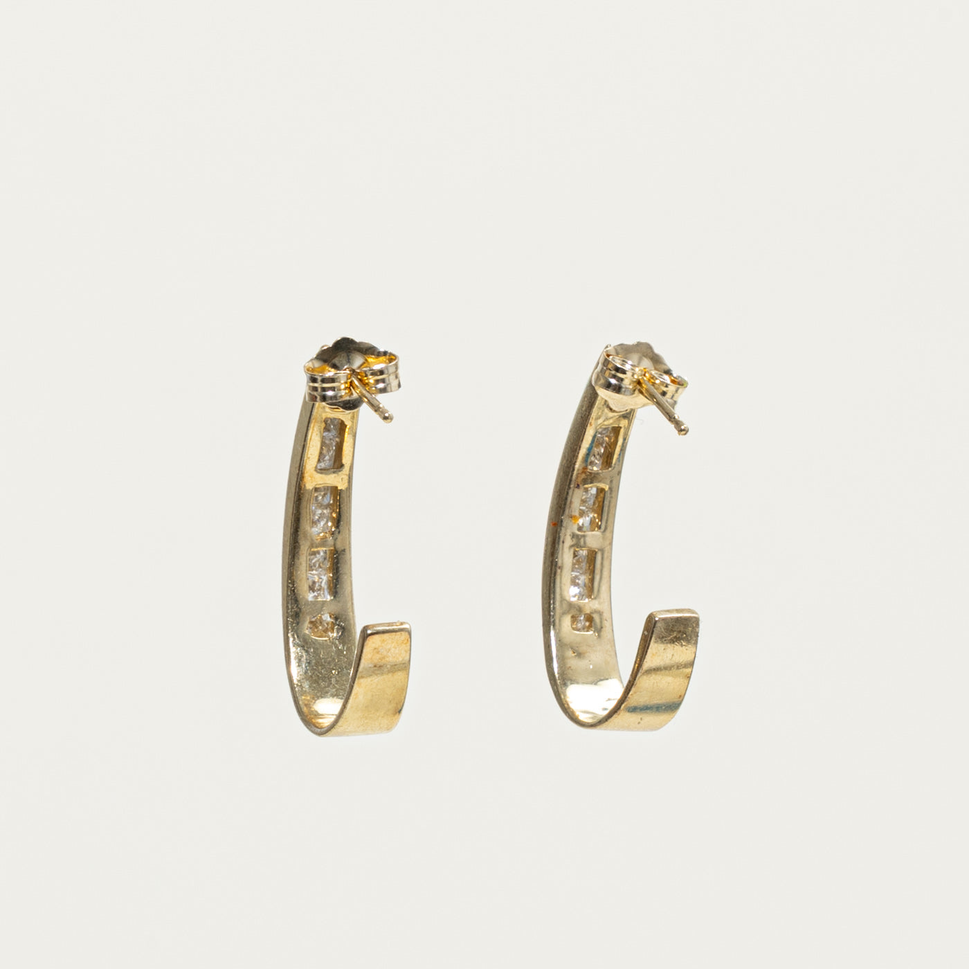 14k Princess Cut Diamond Half Hoop Earrings | 0.90ctw