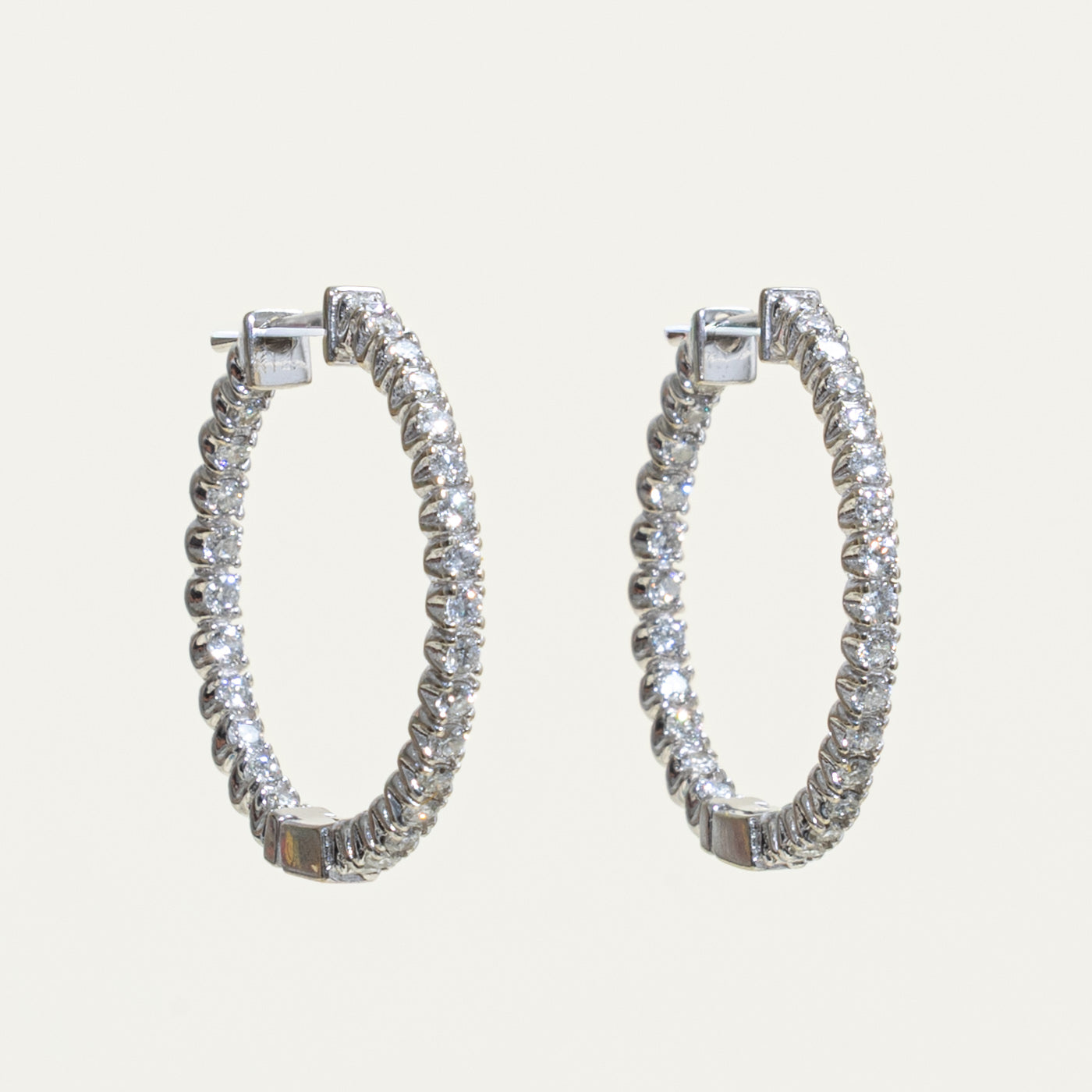 14k Eternity Diamond Hoop Earrings | 0.84ctw