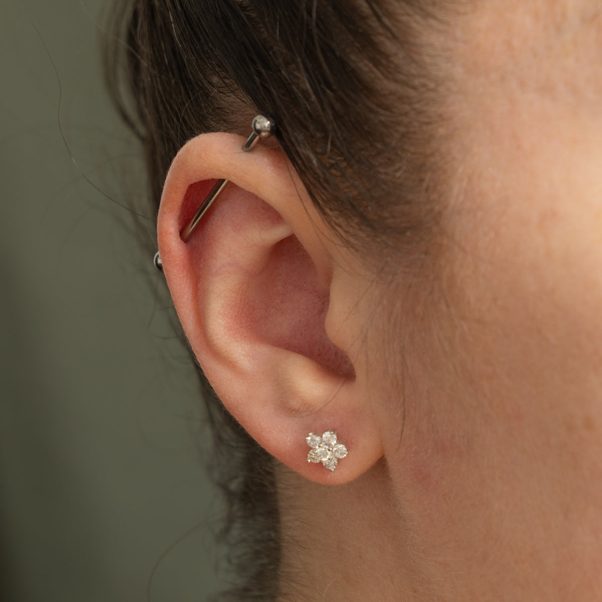 18k Diamond Floral Cluster Stud Earrings | 0.54ctw