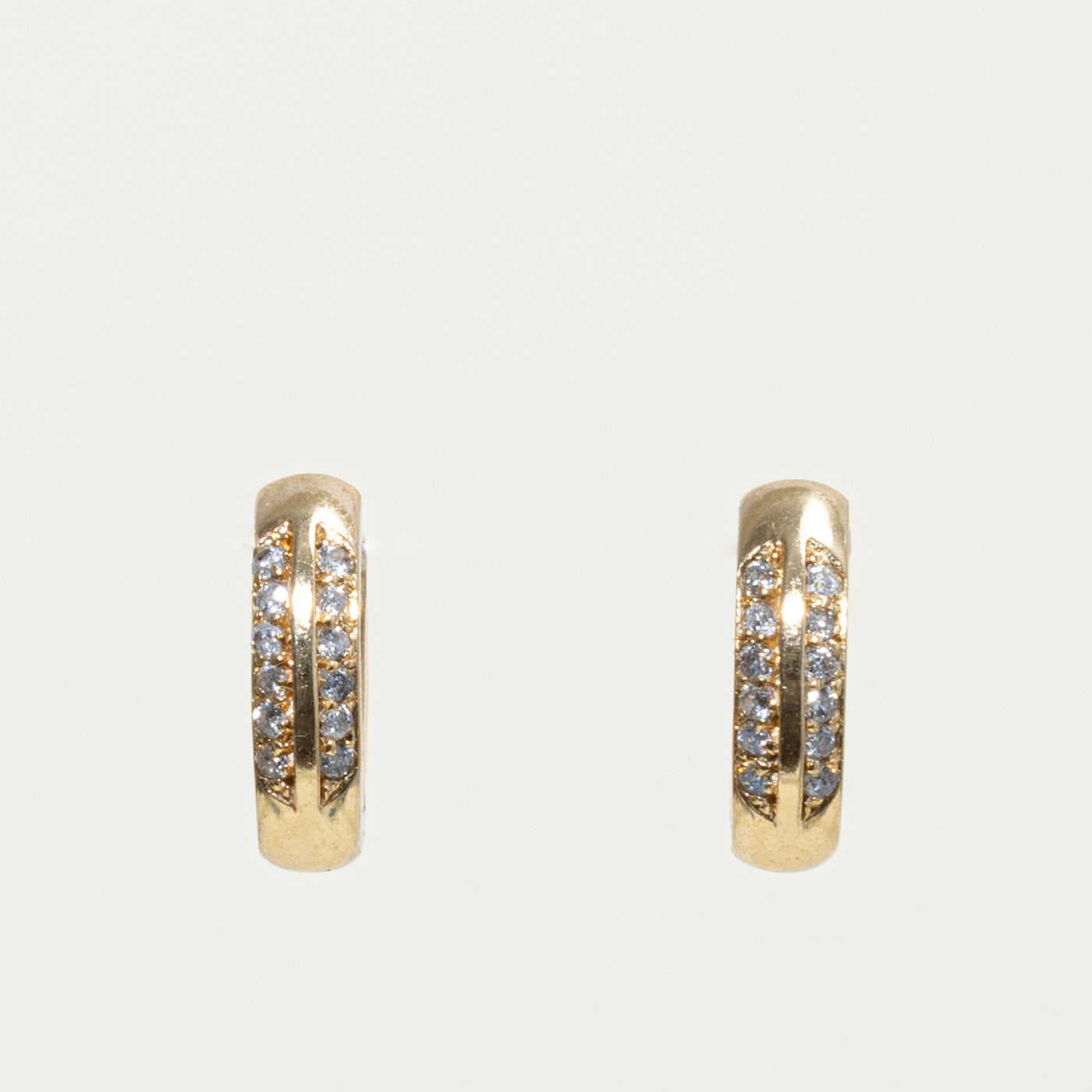14k Double Row Diamond Huggie Earrings | 0.28ctw