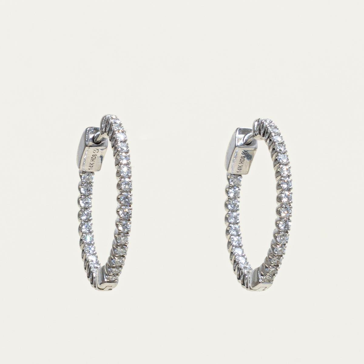 14k Eternity Diamond Hoop Earrings | 0.81ctw