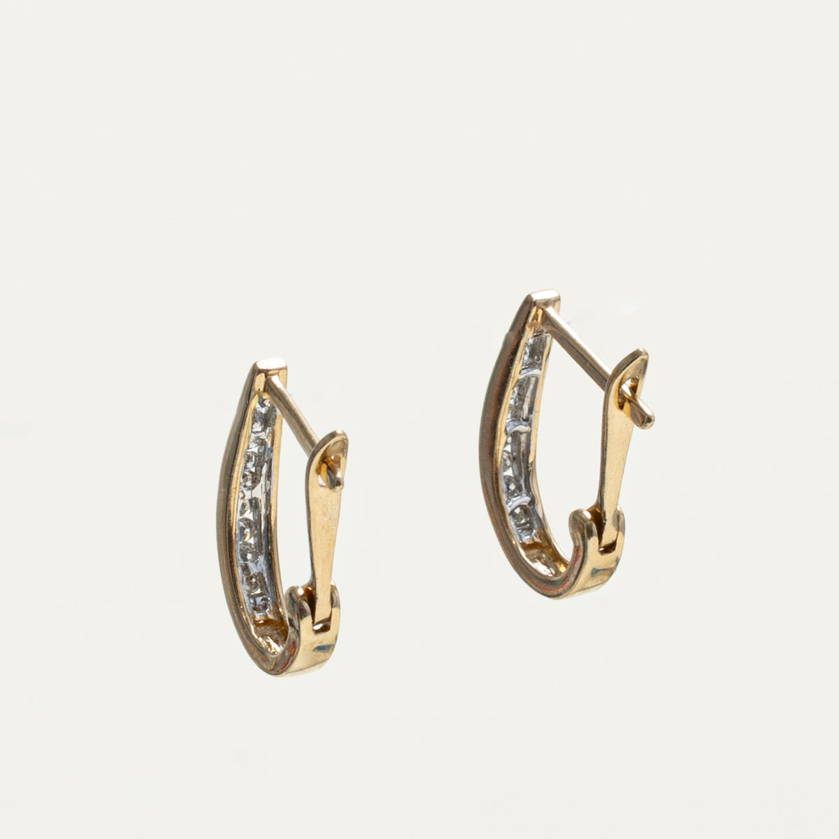10k Channel Set Diamond Half Hoop Earrings | 0.16ctw