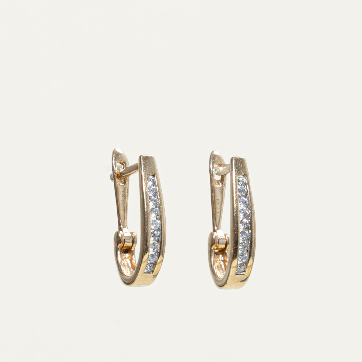 10k Channel Set Diamond Half Hoop Earrings | 0.16ctw