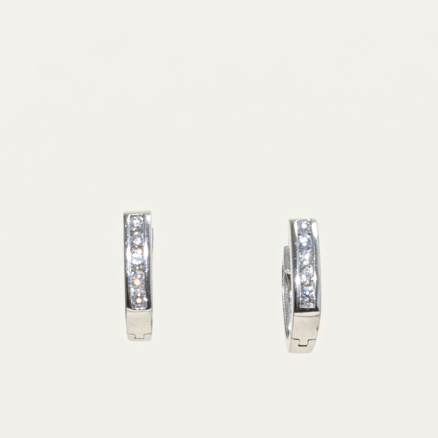 14k Diamond Soft Square Huggie Earrings | 0.30ctw