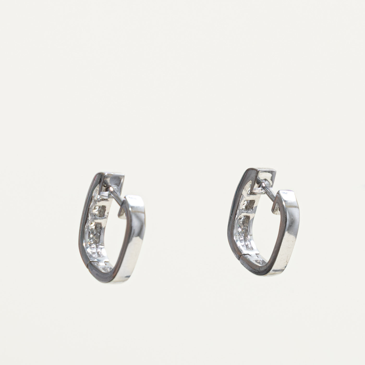 14k Diamond Soft Square Huggie Earrings | 0.30ctw