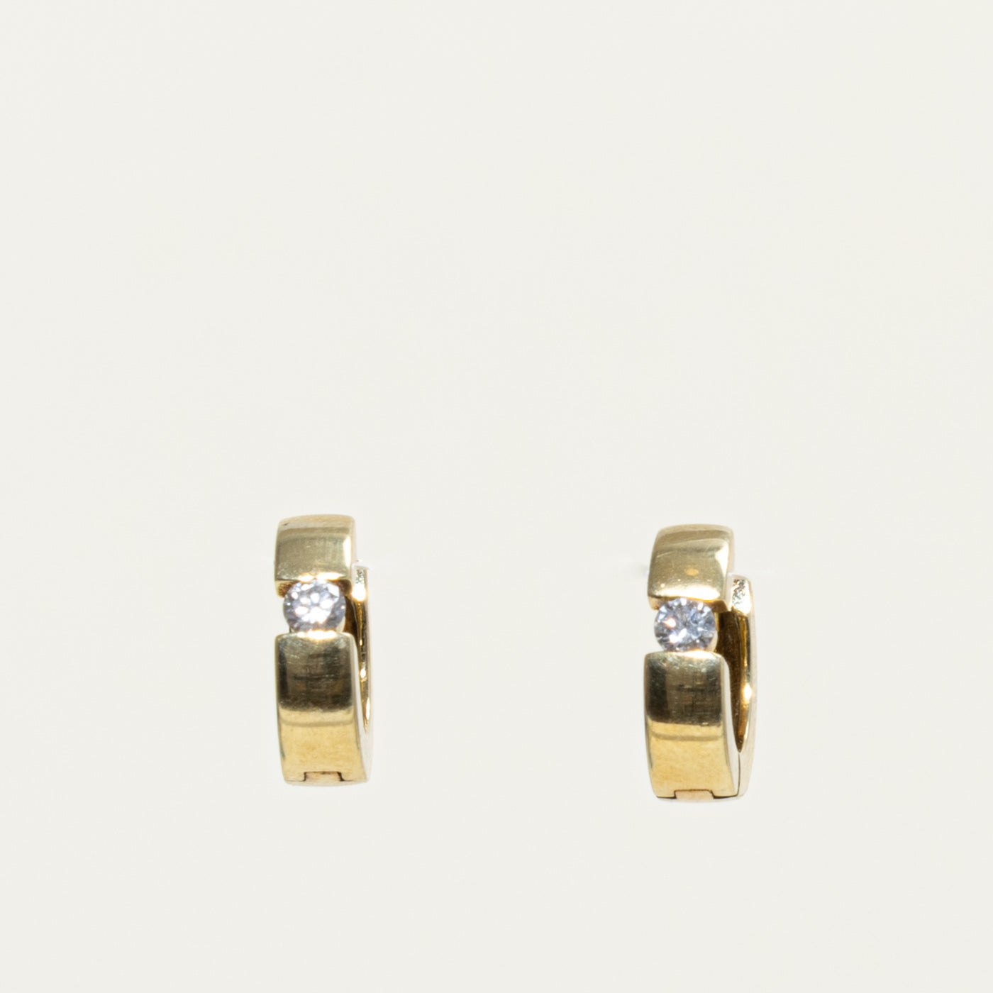 14k Single Diamond Huggie Earrings | 0.17ctw