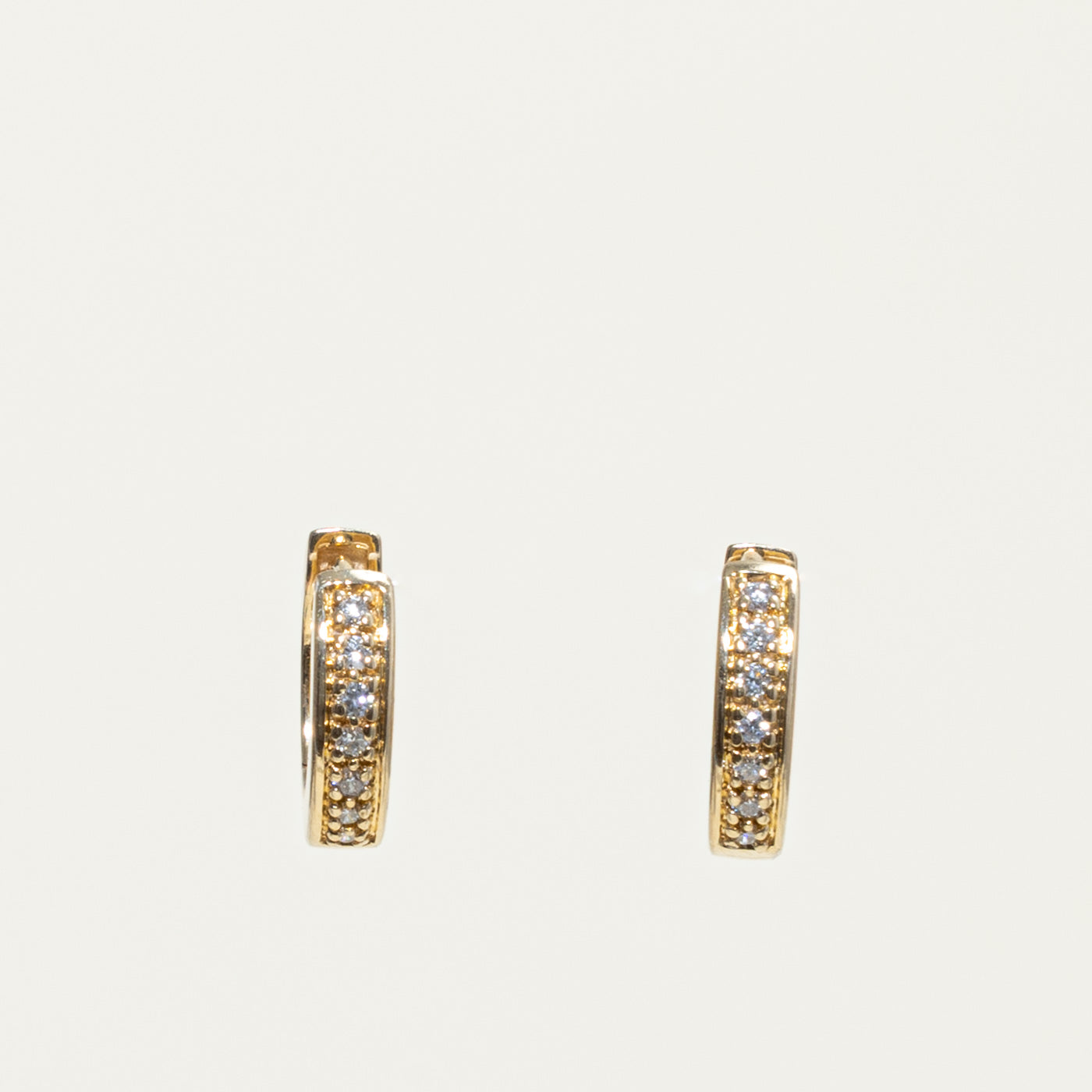 14k Pavé Set Diamond Huggie Earrings | 0.13ctw
