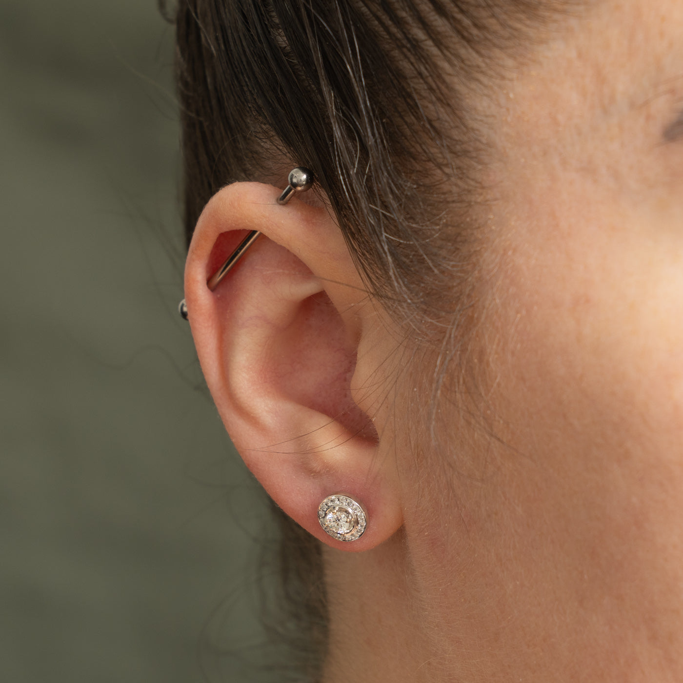 18k Diamond Halo Stud Earrings | 0.44ctw