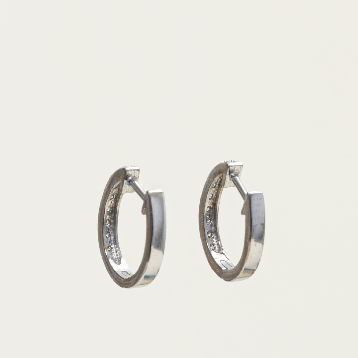 14k Diamond Small Hoop Earrings | 0.14ctw