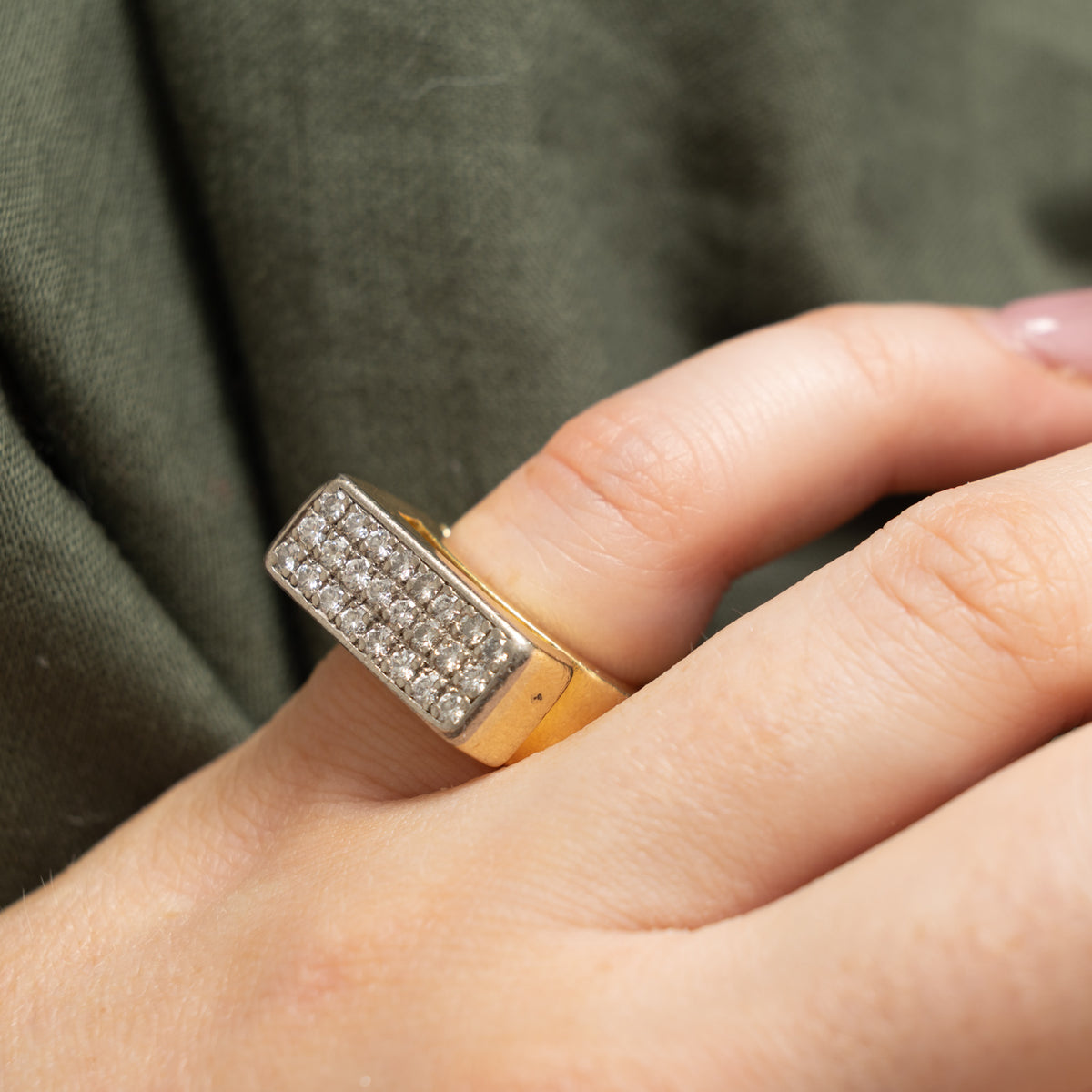 18k Pave Set Diamond Grid Geometric Cocktail Ring | 0.48ctw | SZ 4