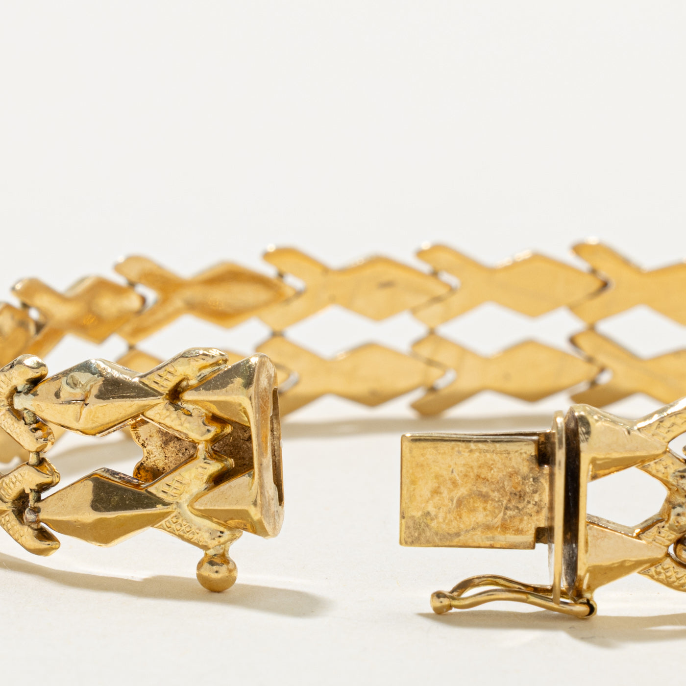 18k Italian Yellow Gold Geometric Chain Bracelet | 7.5"