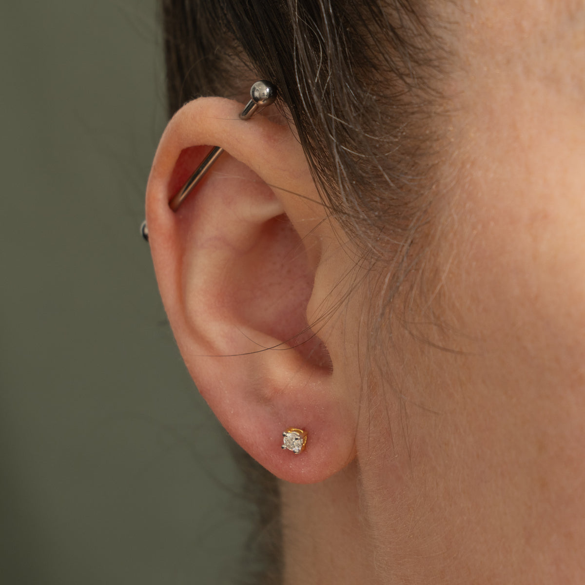 18k Solitaire Diamond Petite Stud Earrings | 0.15ctw