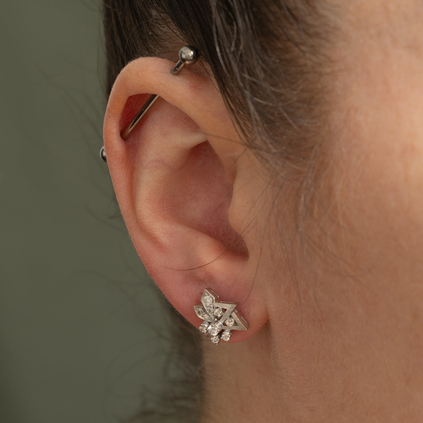 18k Diamond Geometric Cluster Stud Earrings | 0.40ctw