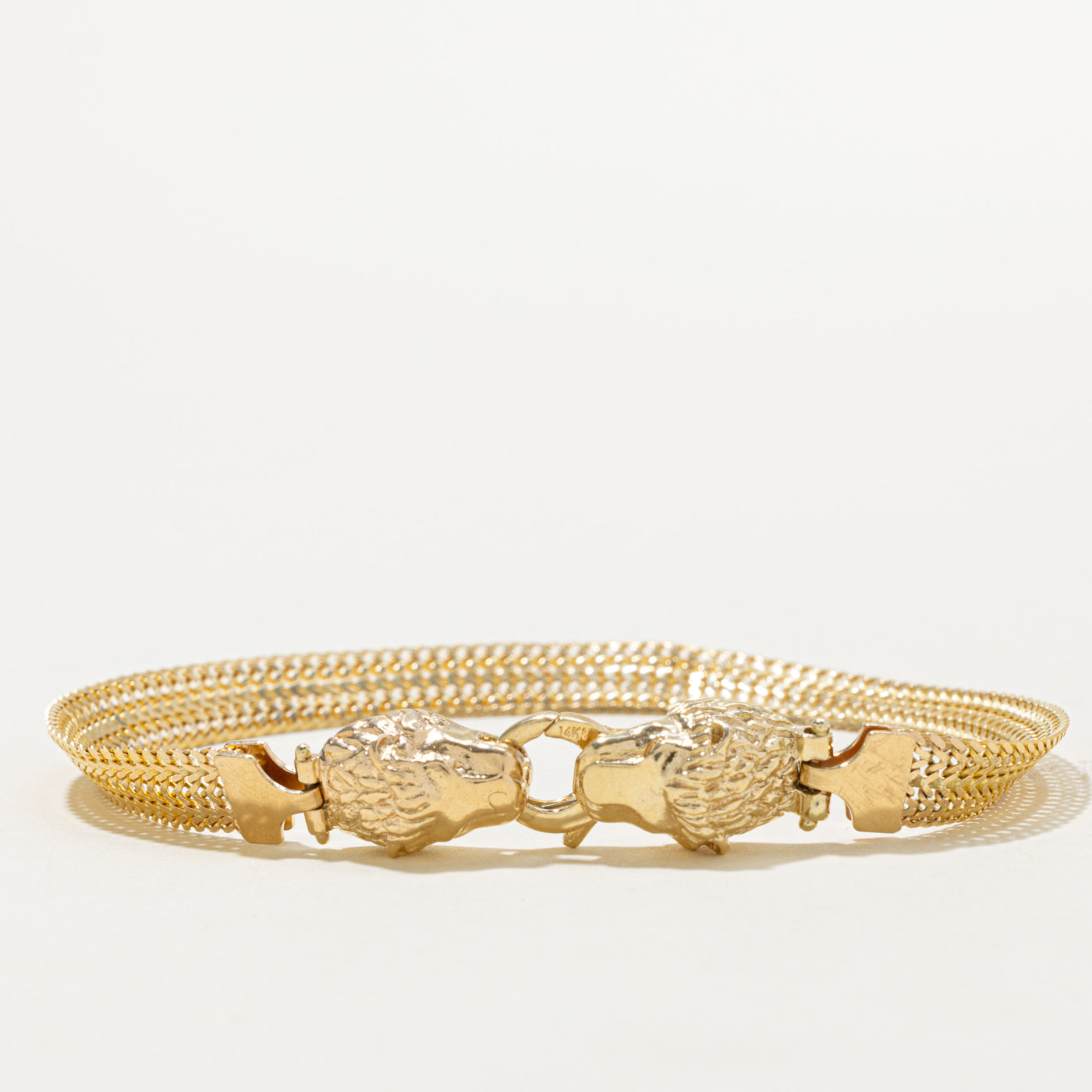 Italian Yellow Gold Lion Mesh Bracelet | 7.5"