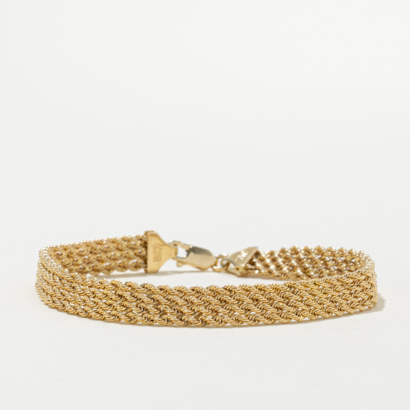 14k Yellow Gold Multi Layered Rope Chain Bracelet | 7.5"