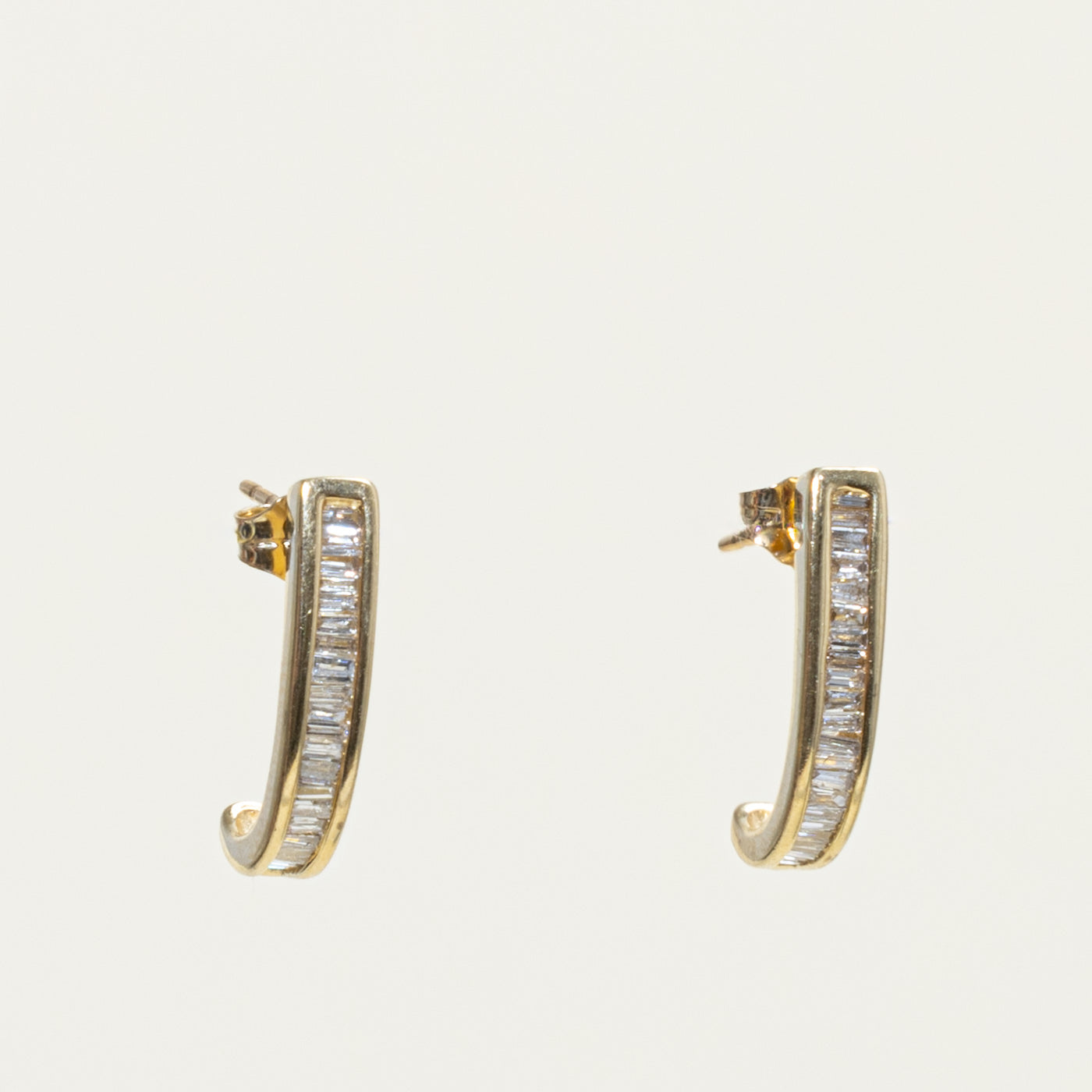 14k Baguette Cut Diamond Half Hoop Earrings | 0.40ctw