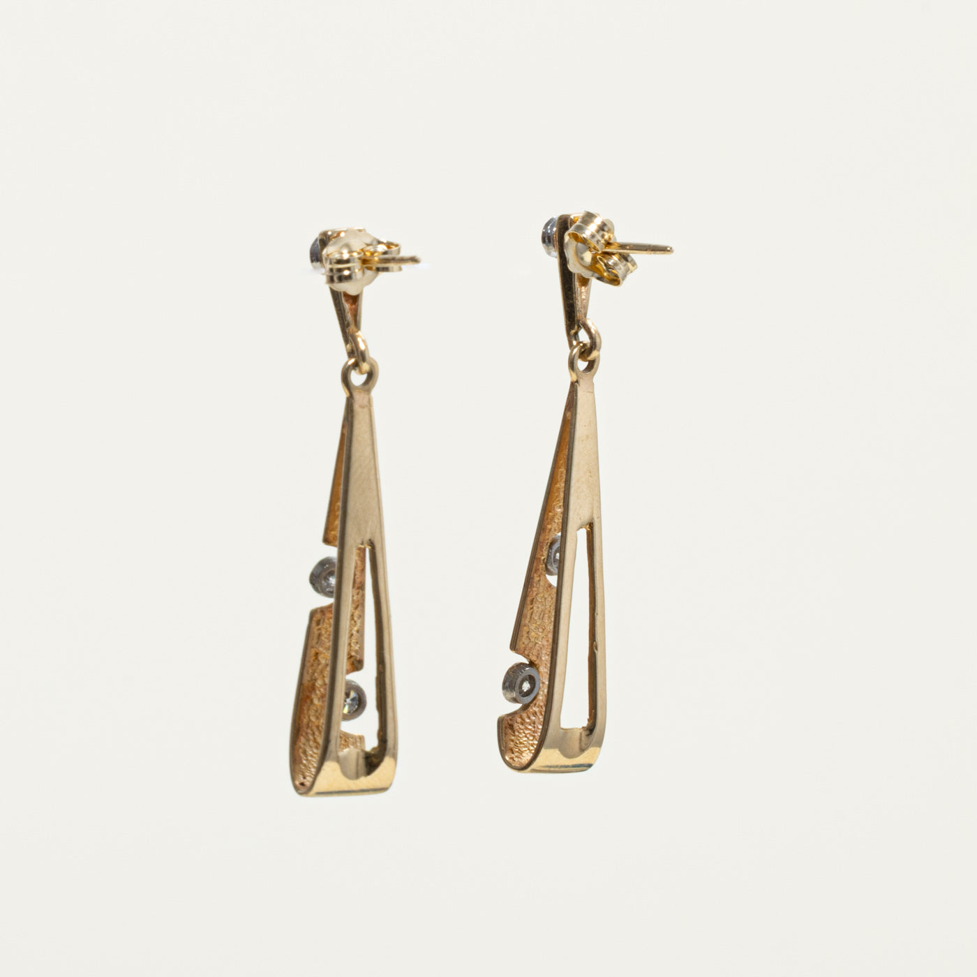 14k Diamond Elongated Triangle Drop Earrings | 0.27ctw