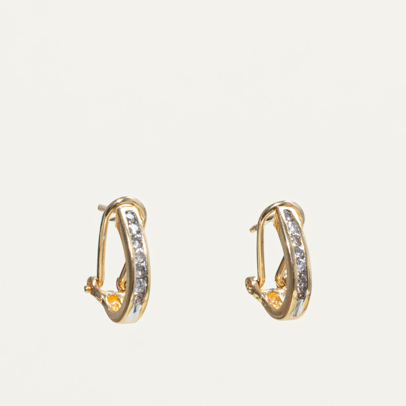 14k Channel Set Diamond Half Huggie Earrings | 0.21ctw