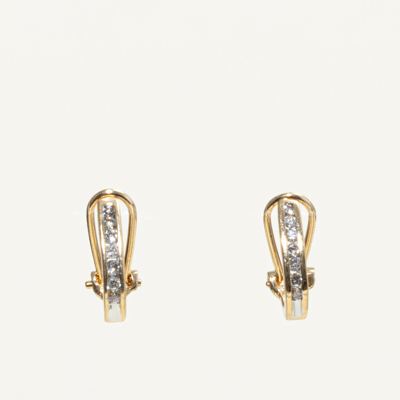 14k Channel Set Diamond Half Huggie Earrings | 0.21ctw