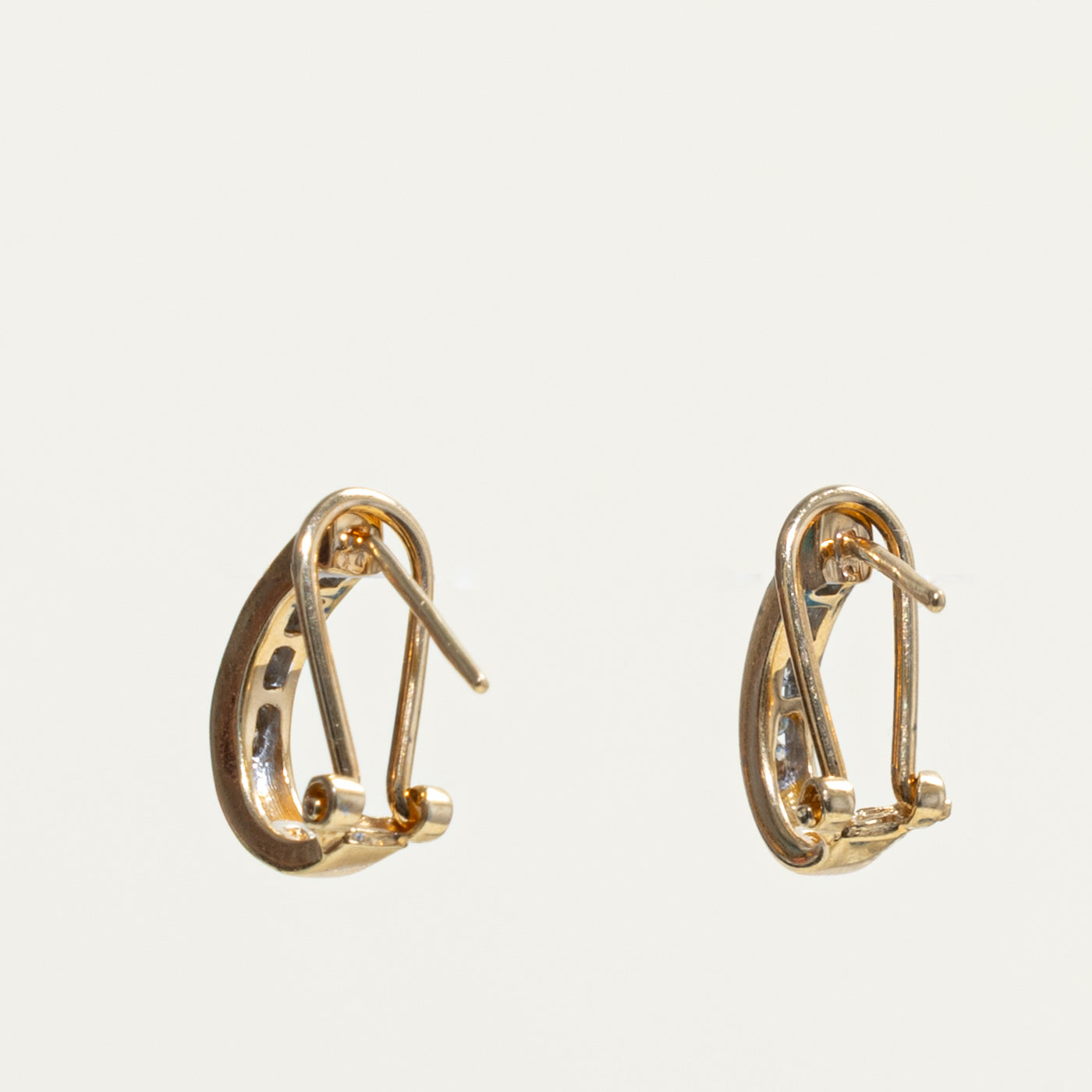 14k Channel Set Diamond Half Huggie Earrings | 0.21ctw