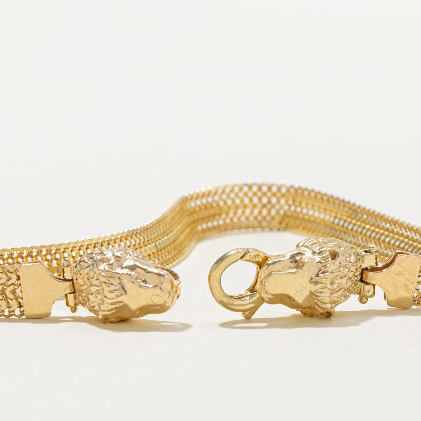 Italian Yellow Gold Lion Mesh Bracelet | 7.5"