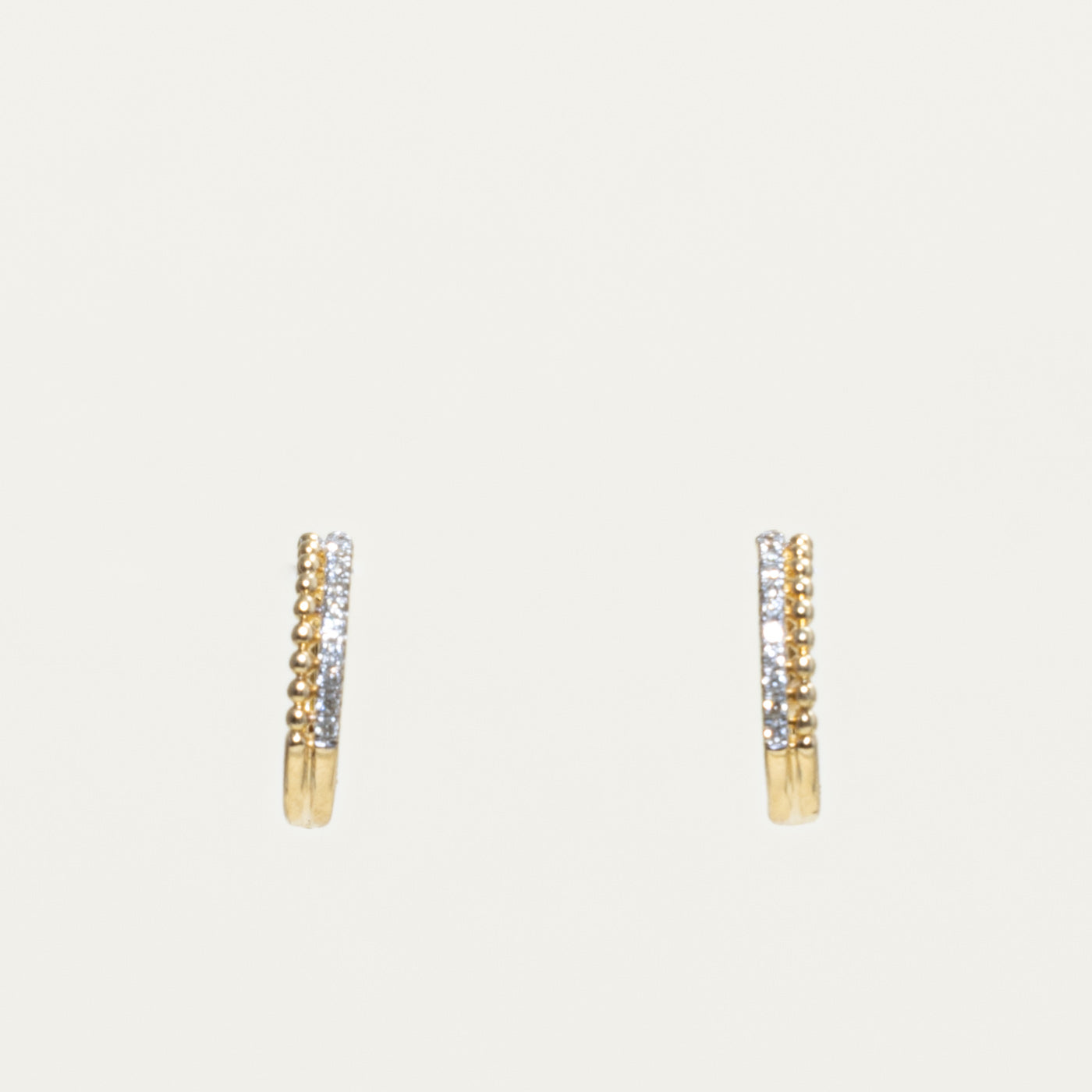 14k Diamond Bead Textured Hoop Earrings | 0.11ctw