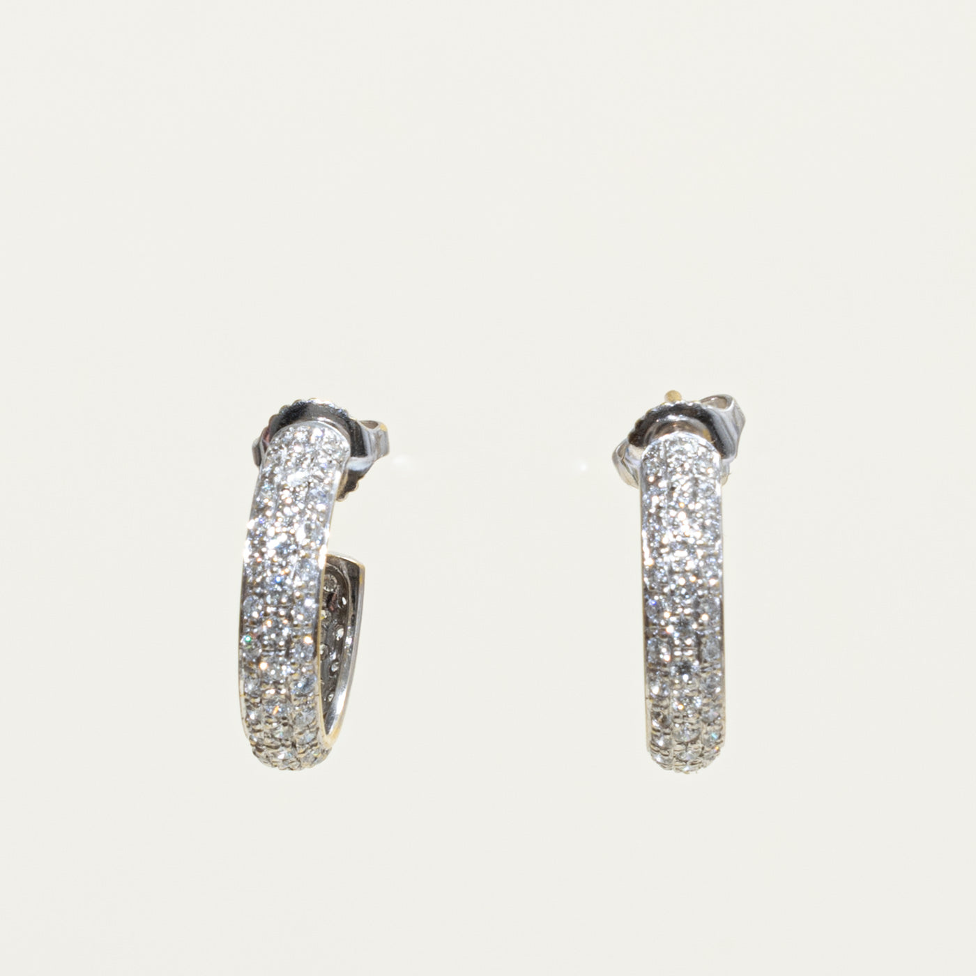 18k Diamond Pave Hoop Earrings | 1.30ctw