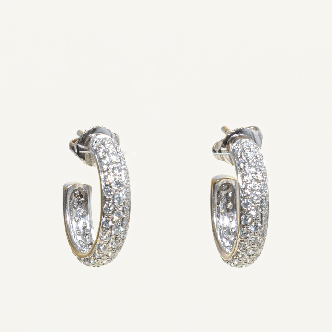 18k Diamond Pave Hoop Earrings | 1.30ctw