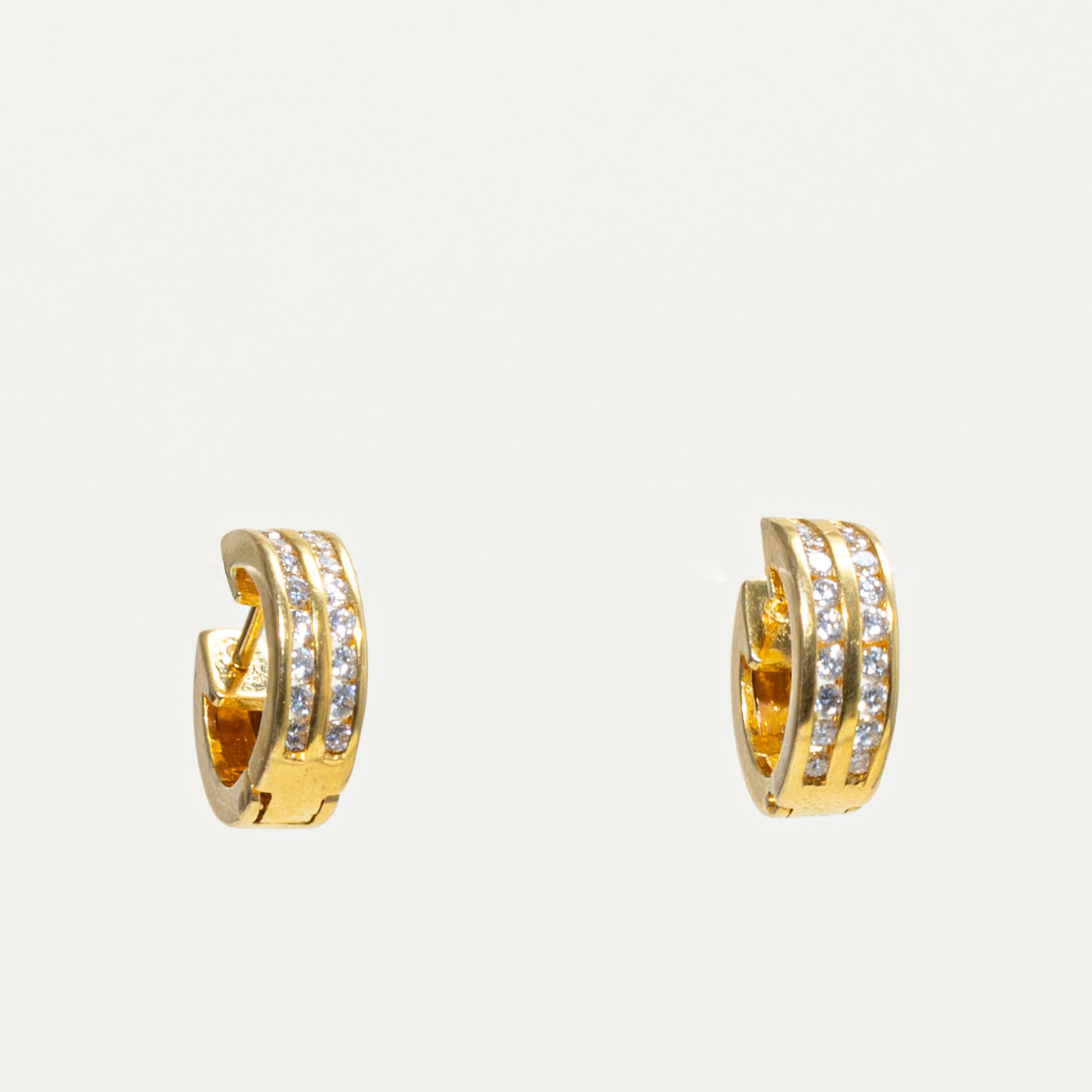 Diamond Double Row Huggie Earrings | 0.40ctw