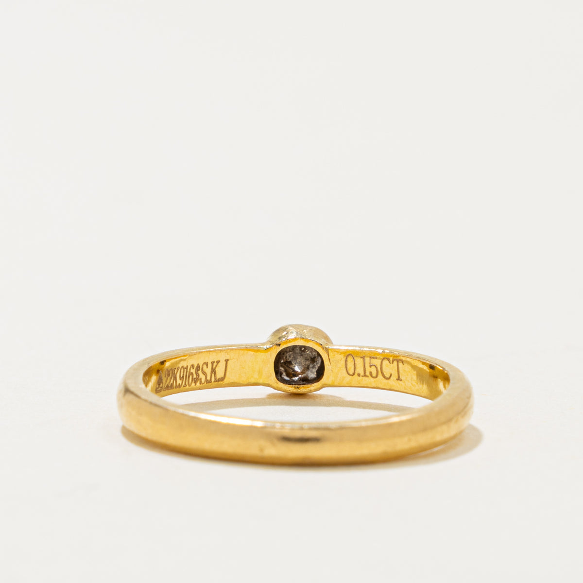 22k Solitaire Bezel Set Diamond Ring | 0.15ct | SZ 6