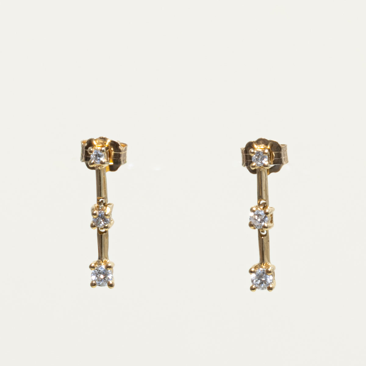 14k Diamond Three Stone Drop Earrings | 1.16ctw