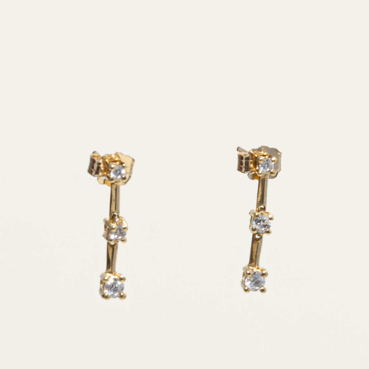 14k Diamond Three Stone Drop Earrings | 1.16ctw