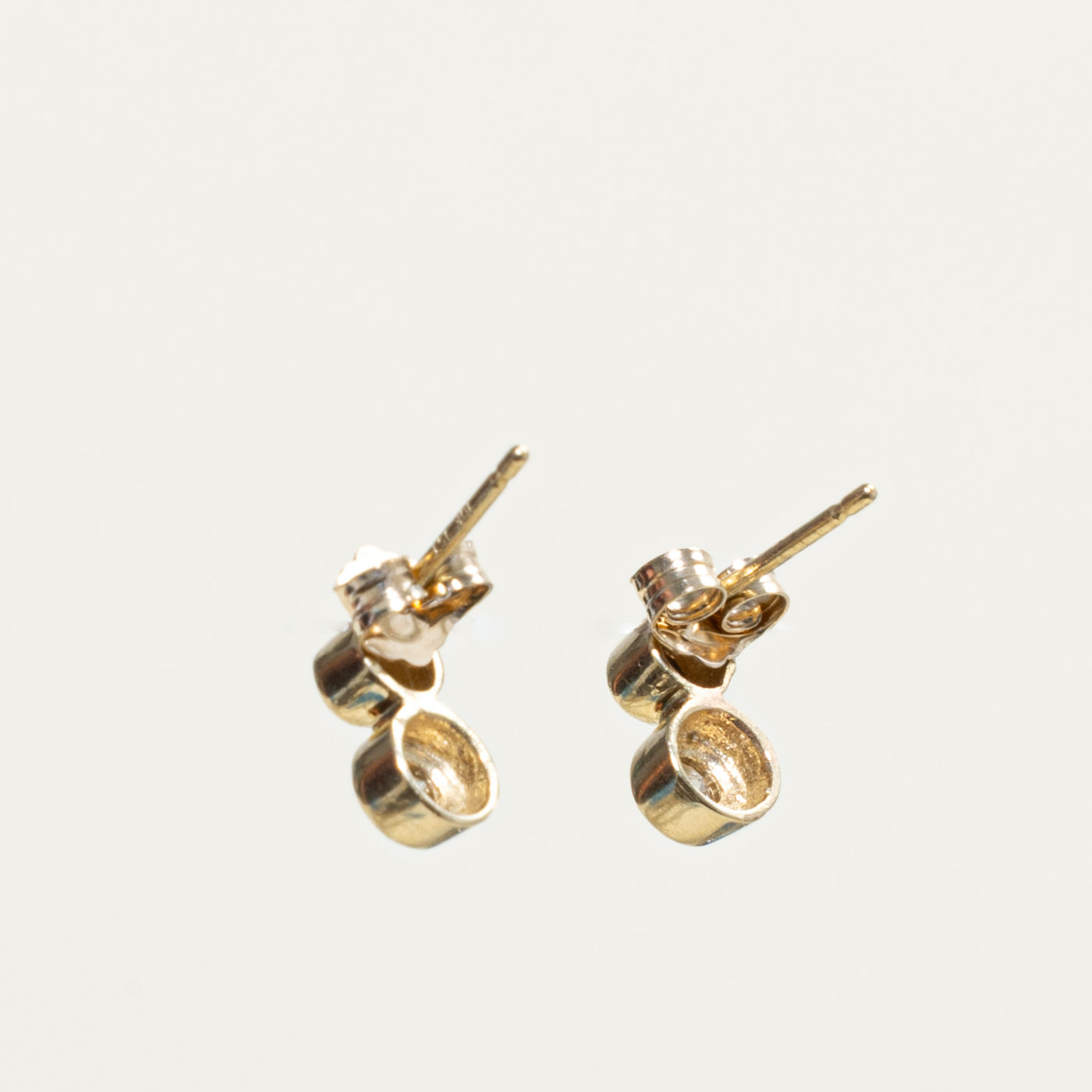 10k Bezel Set Two Stone Diamond Stud Earrings | 0.25ctw
