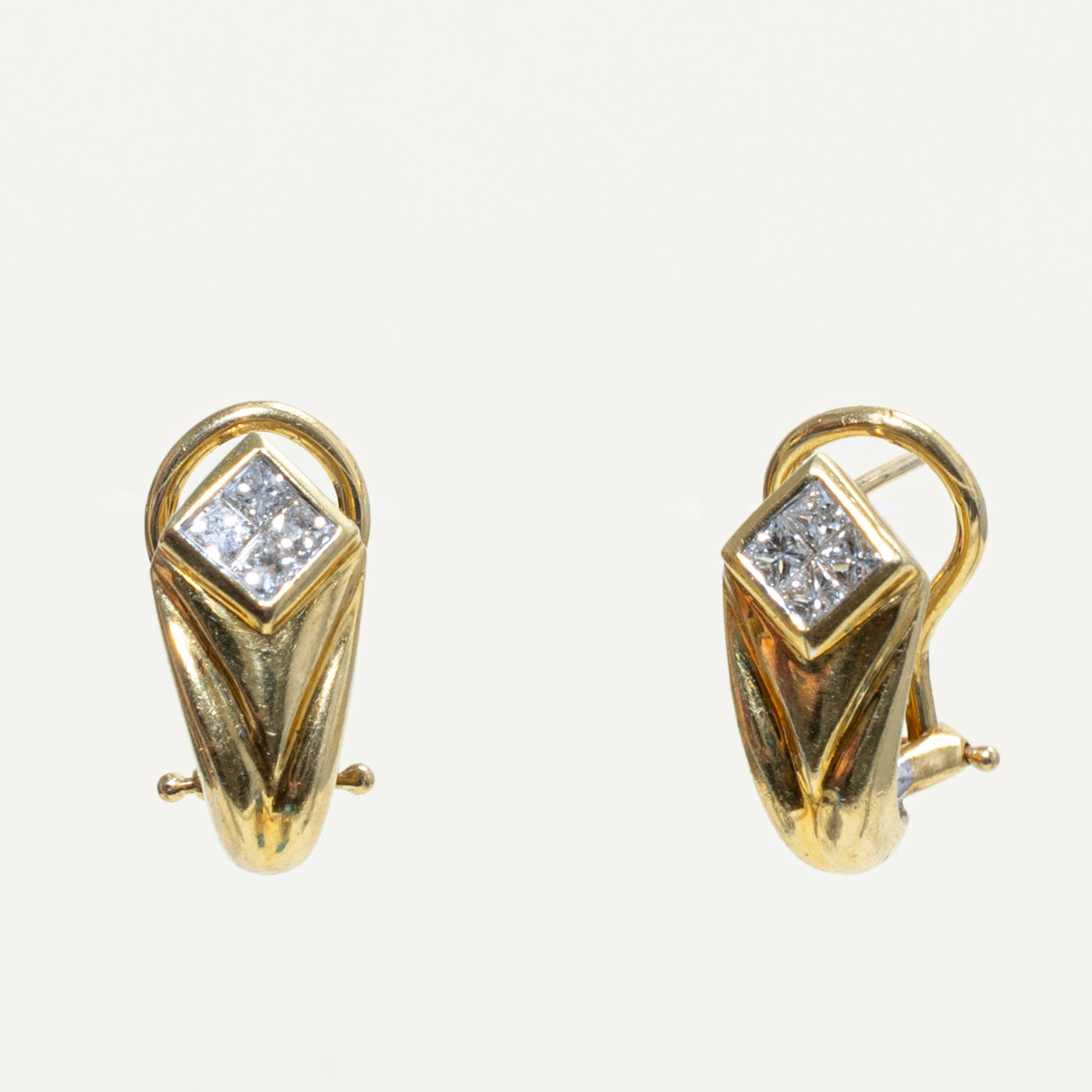 18k Princess Cut Diamond Half Hoop Earrings | 0.40ctw