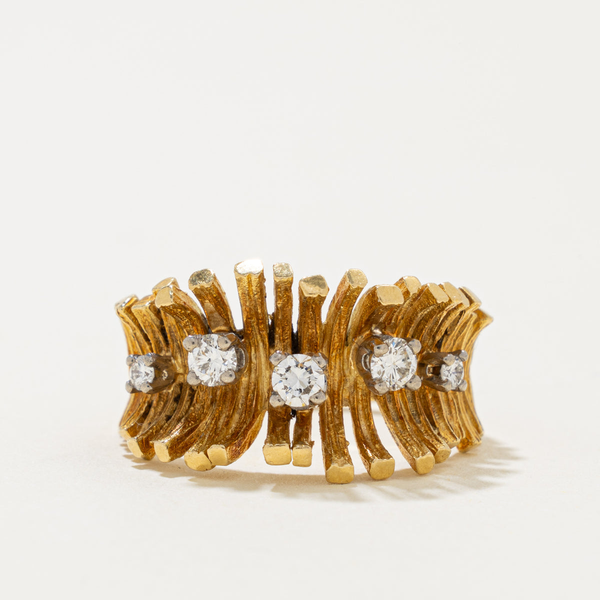 Birks' Five Stone Diamond Textured Fringed Ring | 0.23ctw | SZ 7