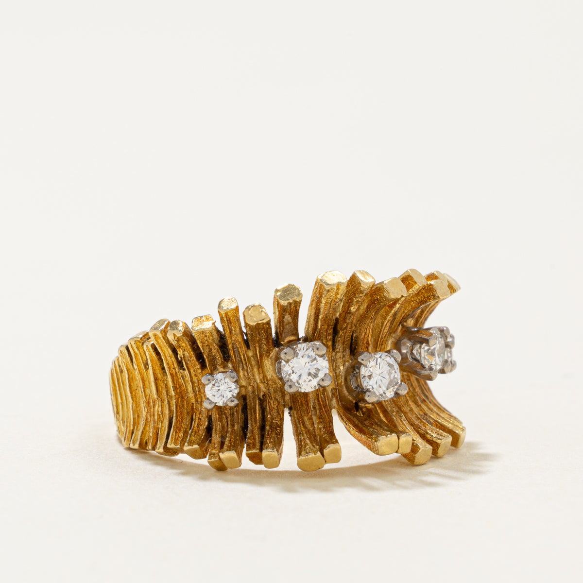 Birks' Five Stone Diamond Textured Fringed Ring | 0.23ctw | SZ 7