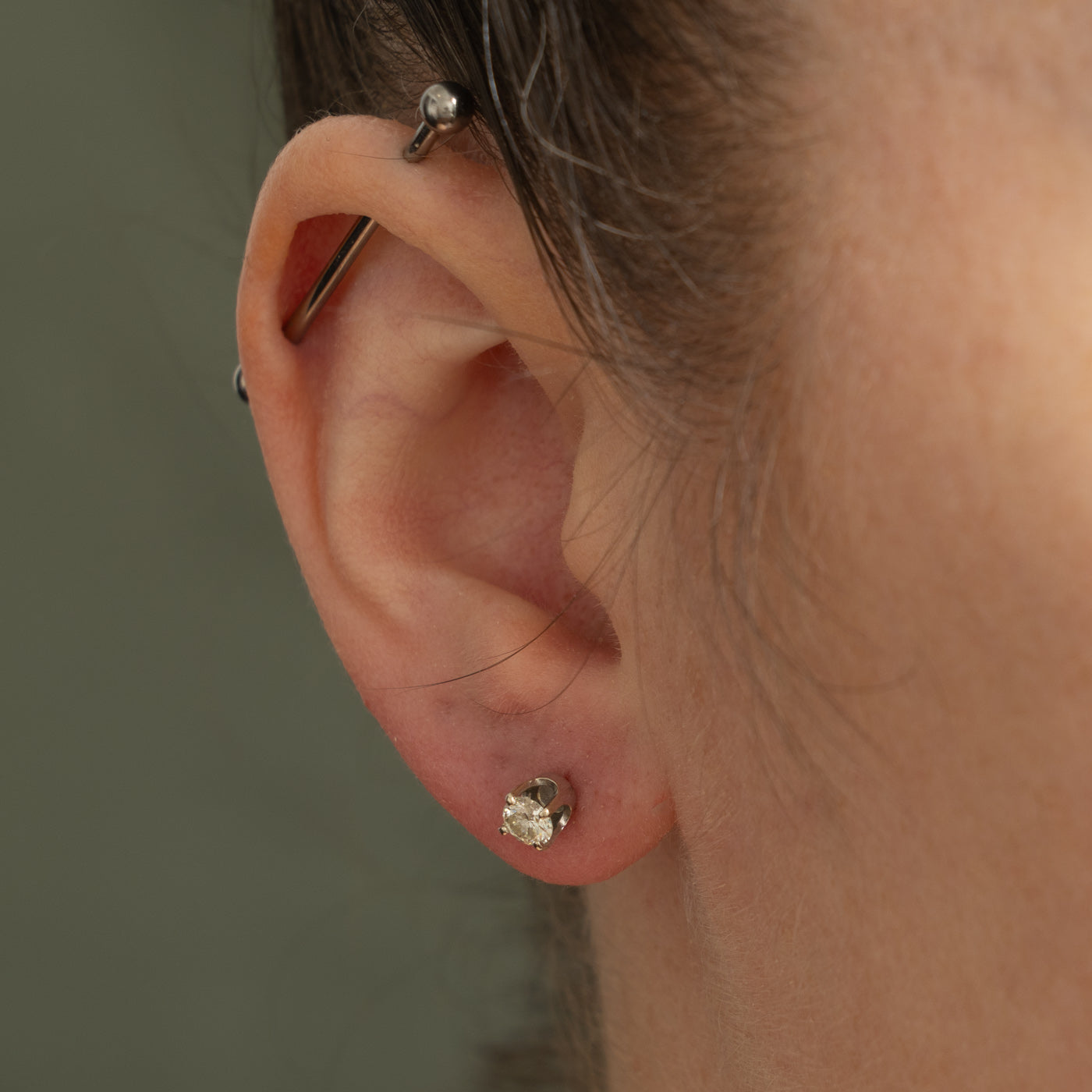 14k Round Brilliant Diamond Stud Earrings | 0.53ctw I1/I2 L/M