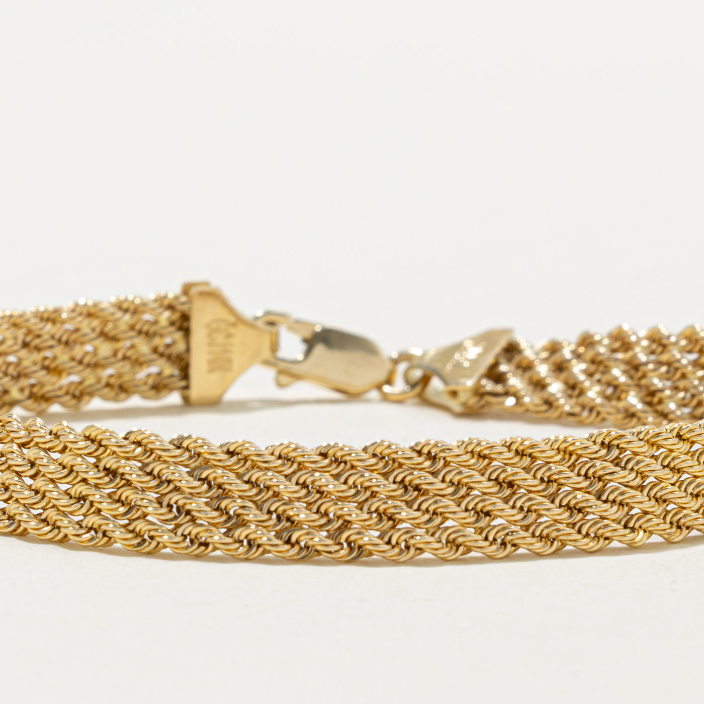 14k Yellow Gold Multi Layered Rope Chain Bracelet | 7.5"