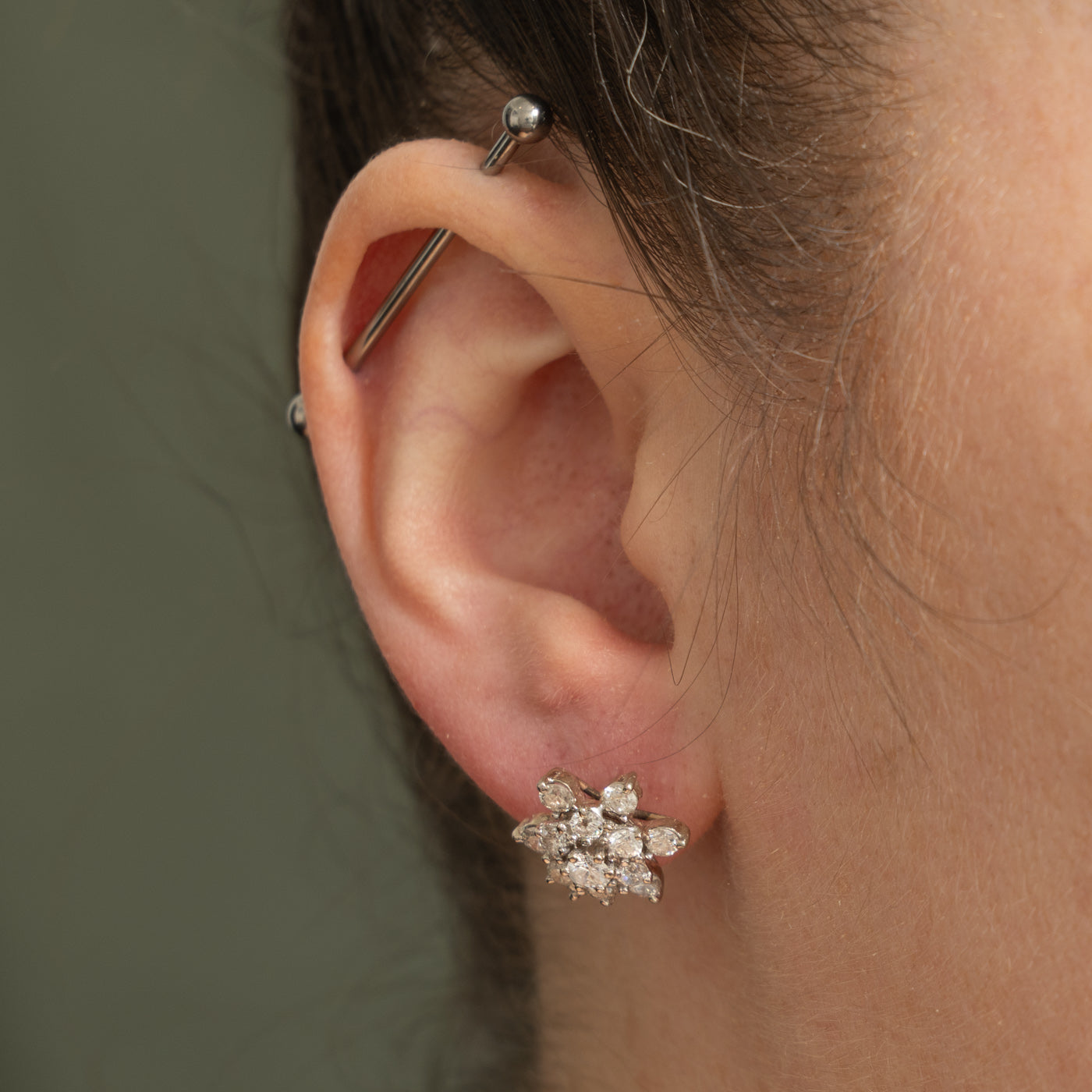 14k Diamond Floral Cluster Earrings | 1.87ctw