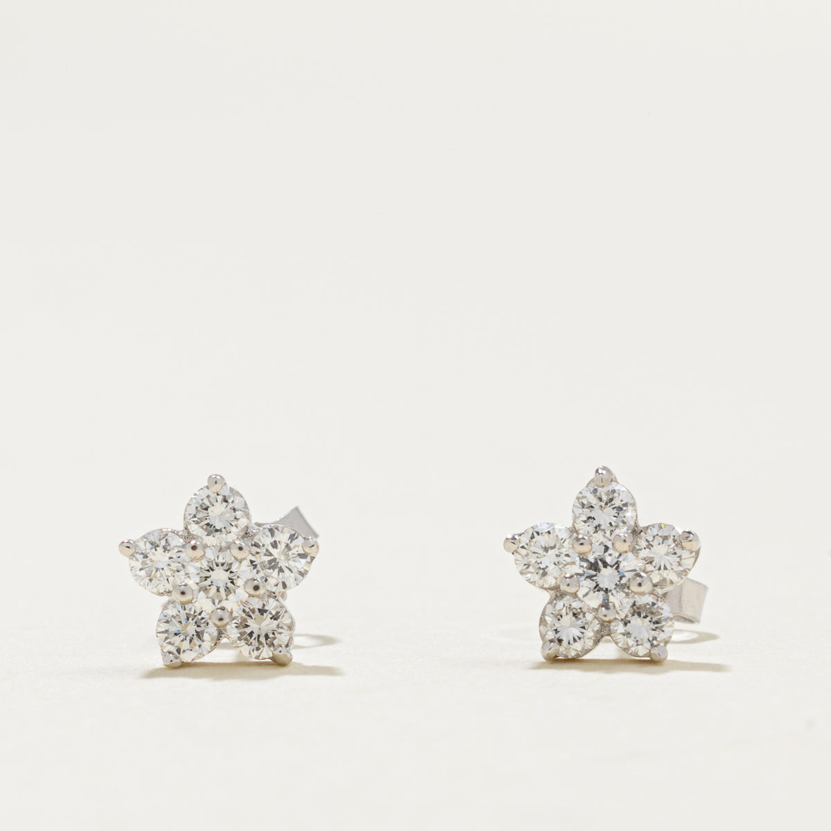 18k Diamond Floral Cluster Stud Earrings | 0.54ctw