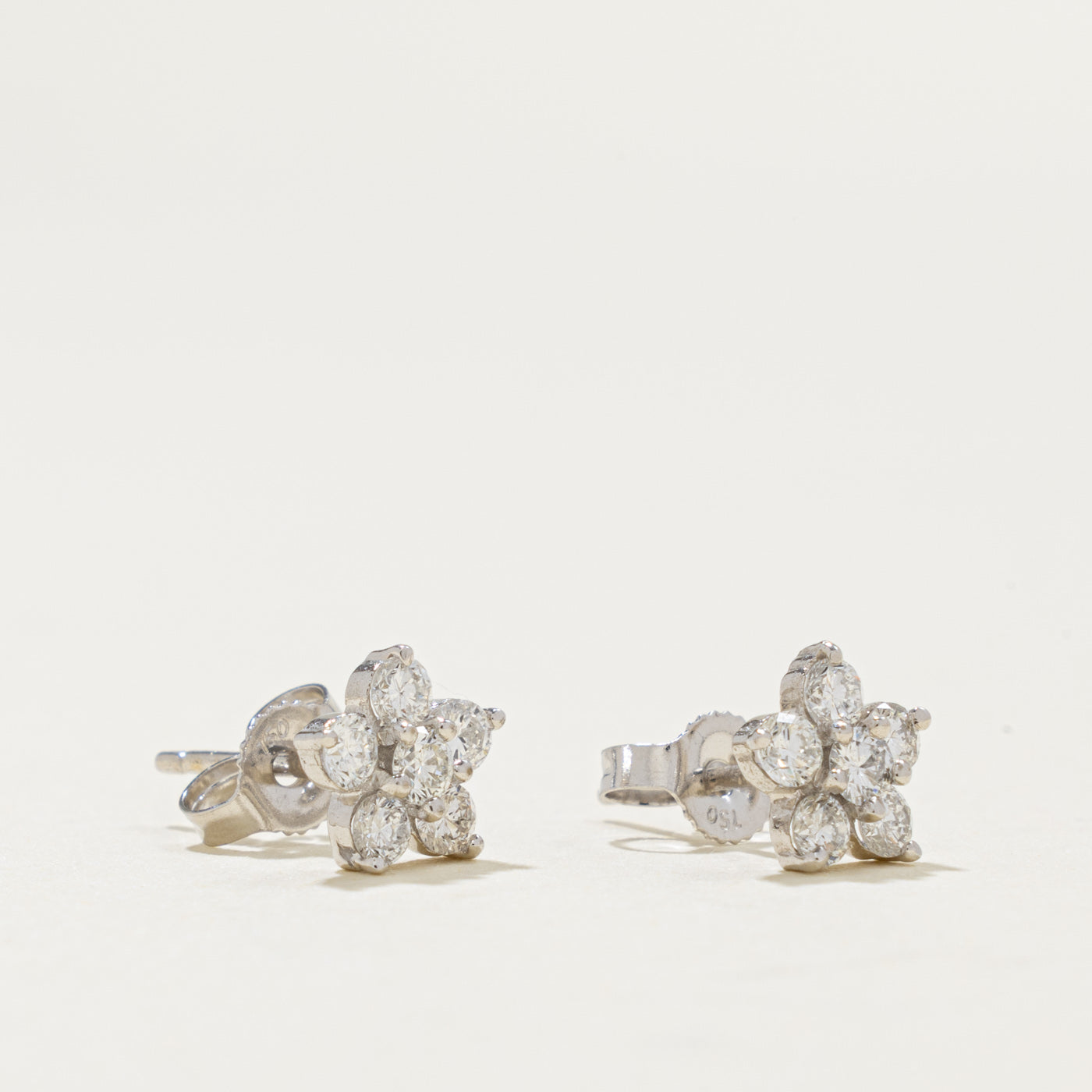 18k Diamond Floral Cluster Stud Earrings | 0.54ctw