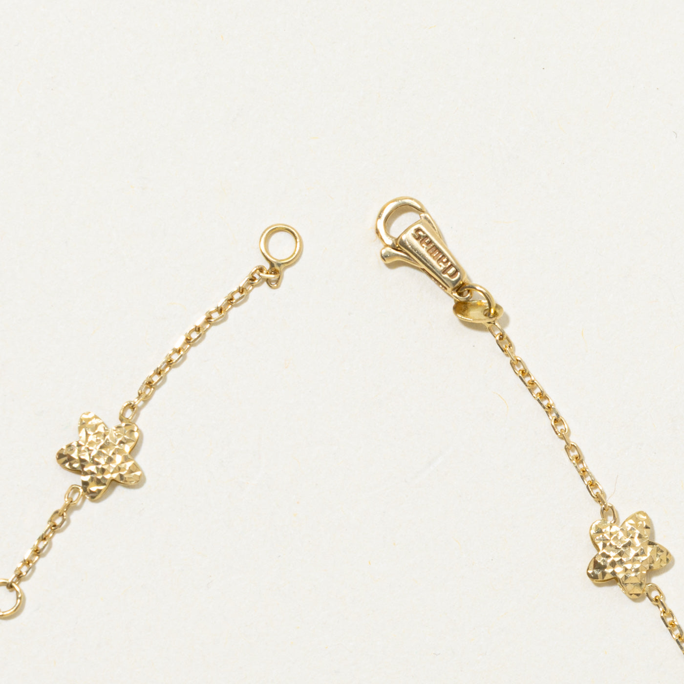 18k Two Tone Diamond Cut Floral Charm Bracelet | 8.5"
