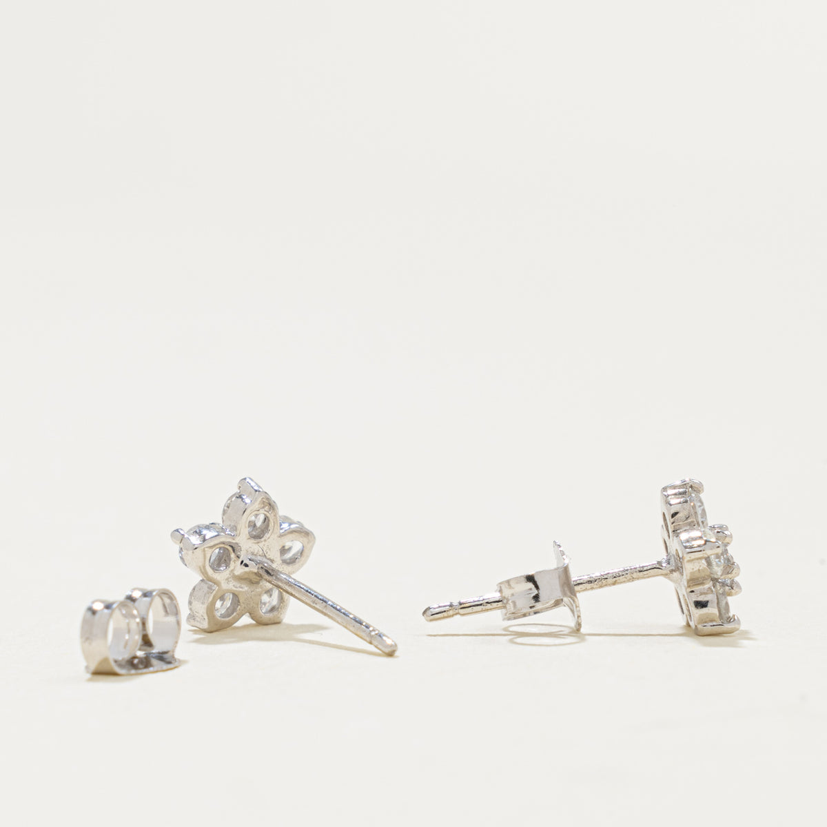 18k Diamond Floral Cluster Stud Earrings | 0.54ctw