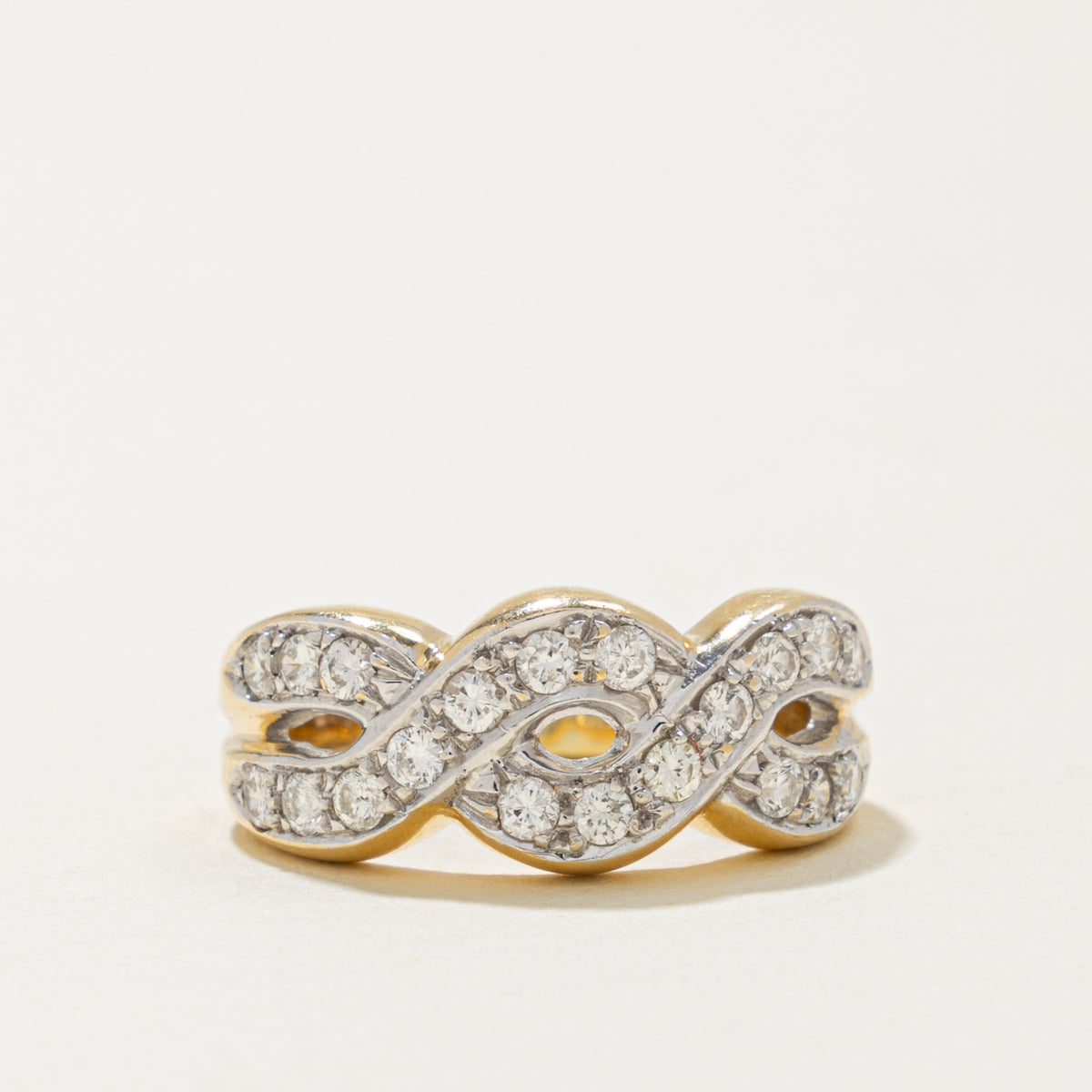 14k Multi Row Diamond Cross Over Ring | 0.30ctw | SZ 4