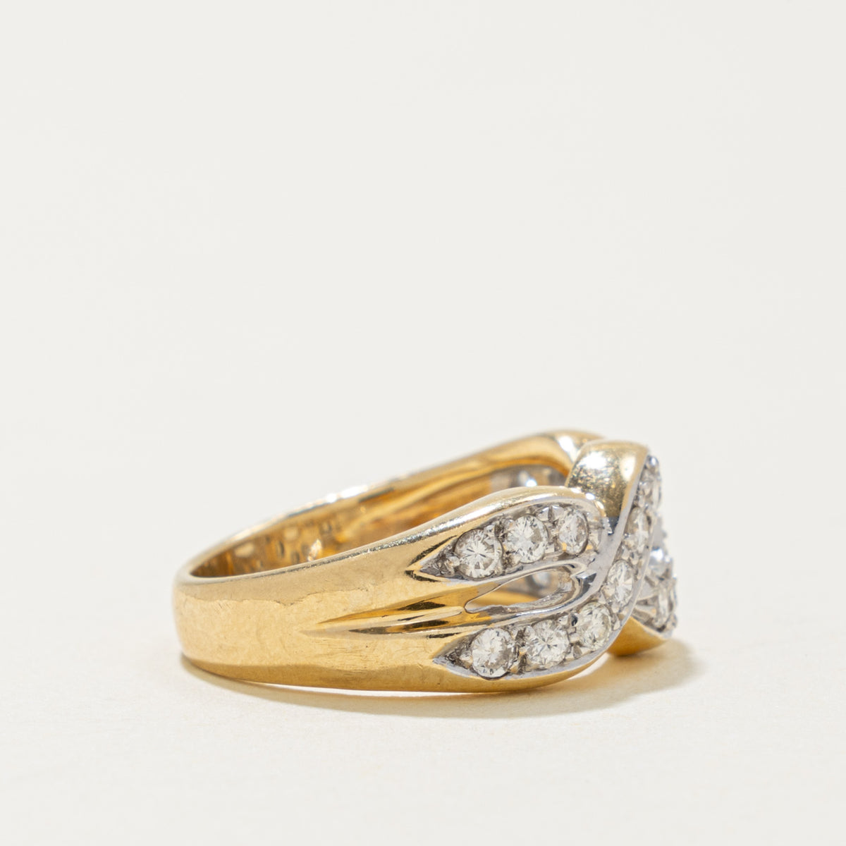 14k Multi Row Diamond Cross Over Ring | 0.30ctw | SZ 4