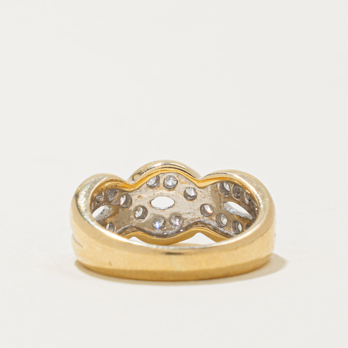 14k Multi Row Diamond Cross Over Ring | 0.30ctw | SZ 4
