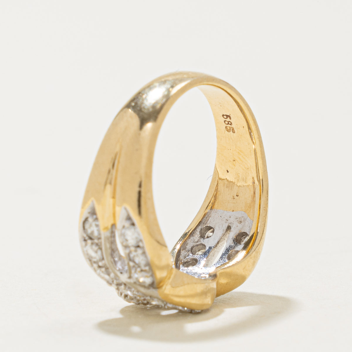 14k Multi Row Diamond Cross Over Ring | 0.30ctw | SZ 4