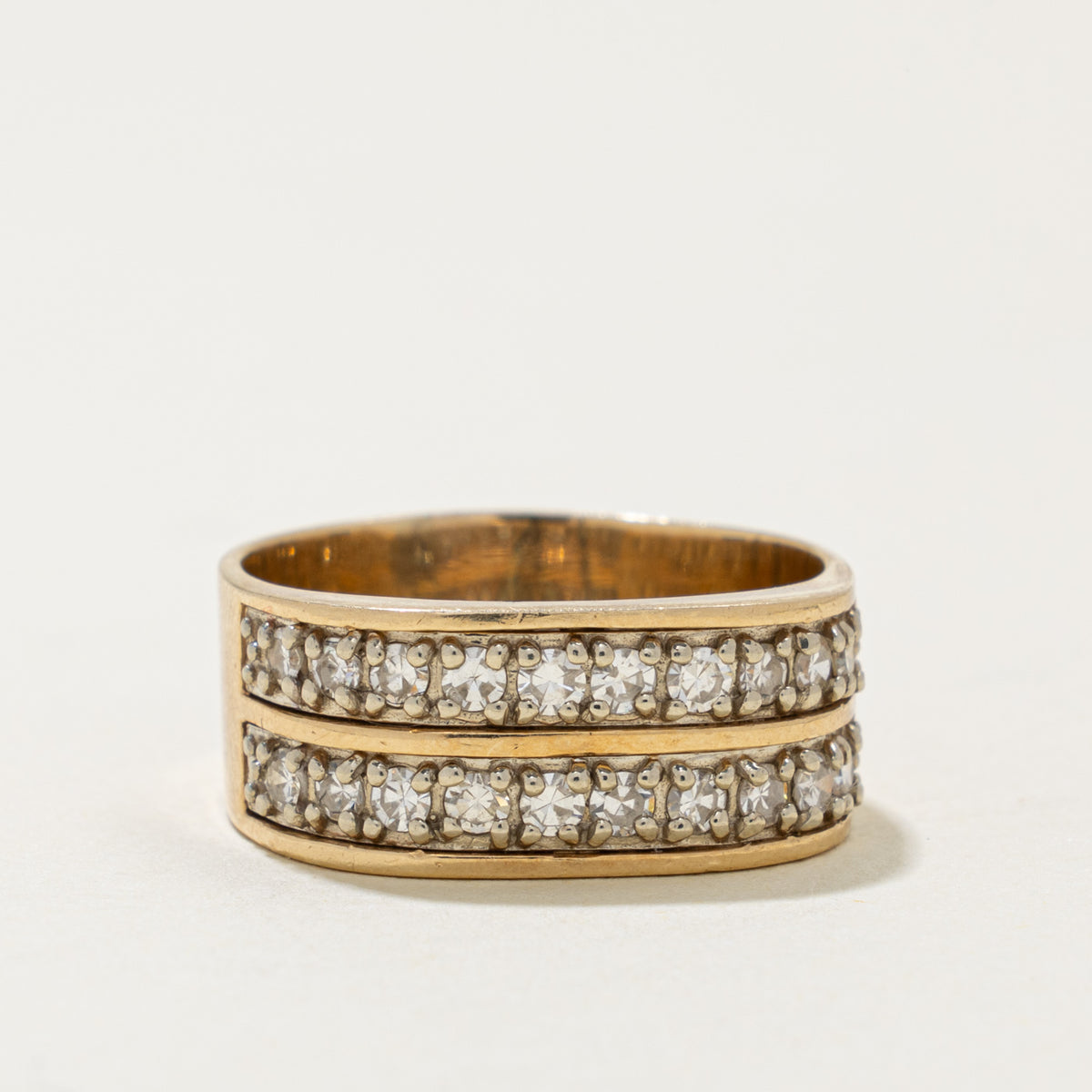 14k Double Row Diamond Band | 0.60ctw | 8.5mm | SZ 9