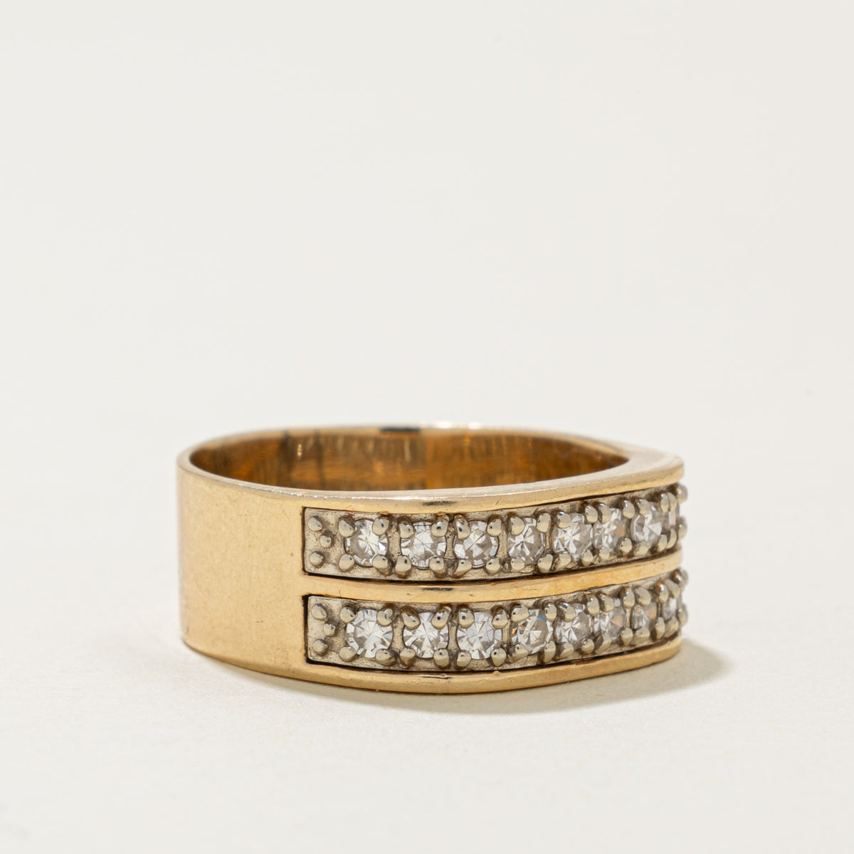 14k Double Row Diamond Band | 0.60ctw | 8.5mm | SZ 9