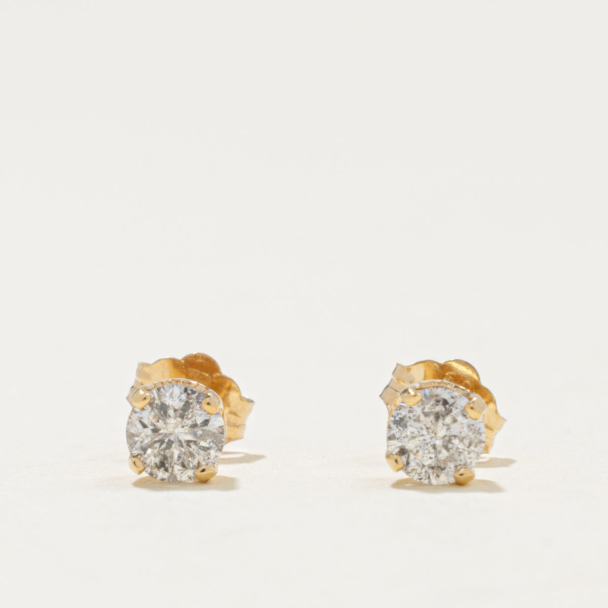 14k Solitaire Diamond Stud Earrings | 0.50ctw I3 I/J